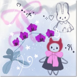 Bunny and kitty winter wonder y2k Posters and Art